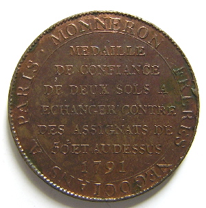 Monneron de 2sols a la liberte de 1792
