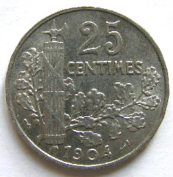 Monnaies de la 3ième République, la 25ct de Patey