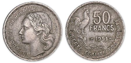La 50fr 1951 en cupro-nickel