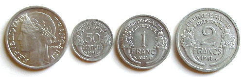 Monnaie de l'Etat Français, type Morlon de 1941